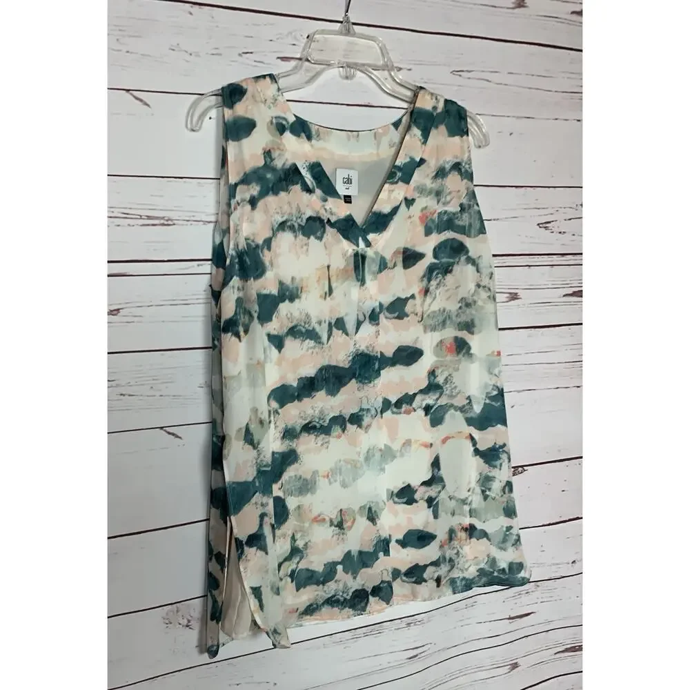 Cabi Women’s M Medium Gelato Watercolor Layered Sleeveless Spring Summer Top - Picture 7 of 13